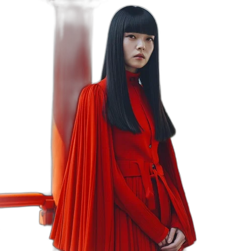 dress, hair, staff, umbrella, concept art, photorealistic, 3d render, fantasy art transparent PNG cut-out