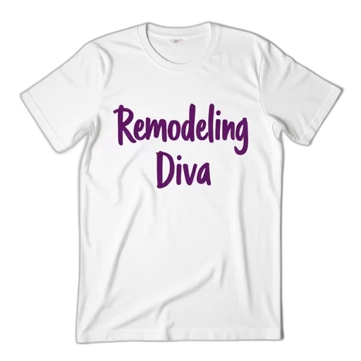 3d render, white, t-shirt, phrase, remodeling, diva, purple, text transparent PNG cut-out