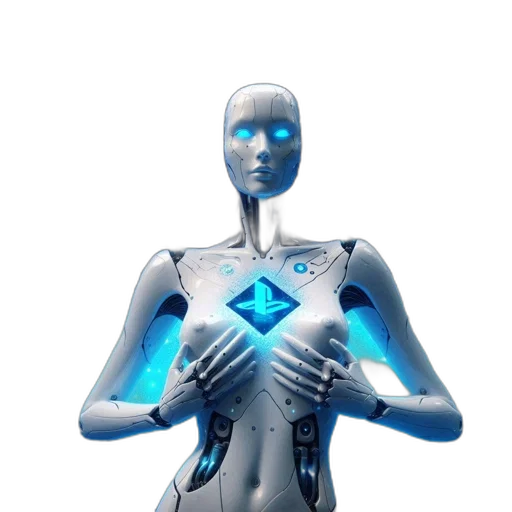 robot, dress, mask, creature, concept art, 3d render, cyberpunk, vaporwave transparent PNG cut-out
