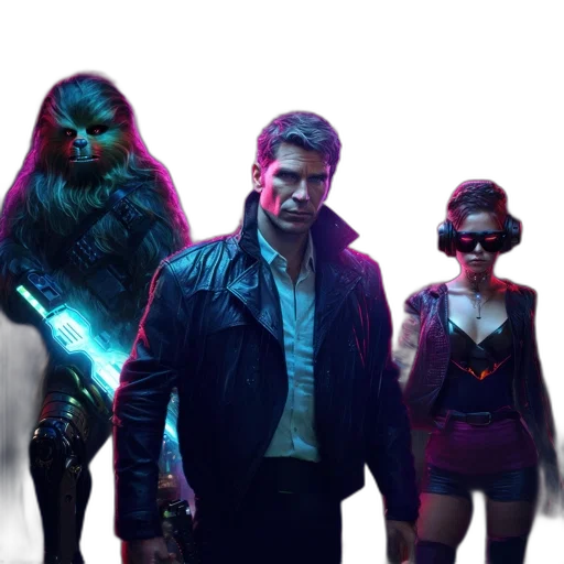 cyberpunk, concept art, comic book art, neon lights, neon, neon-lit, futuristic, street transparent PNG cut-out