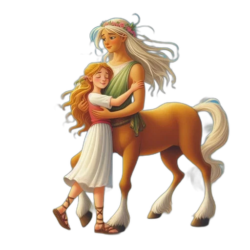 fantasy art, concept art, oil painting, photorealistic, tranquil, landscape, girl, embraces transparent PNG cut-out