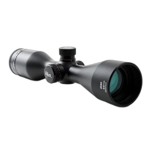 weapon, black, telescopic, rifle, scope, silver, body, eyepiece transparent PNG cut-out