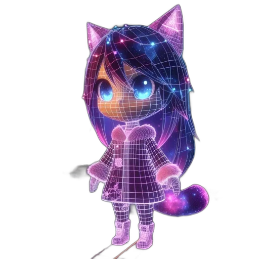 staff, dress, creature, robot, vaporwave, pixel art, 3d render, anime transparent PNG cut-out