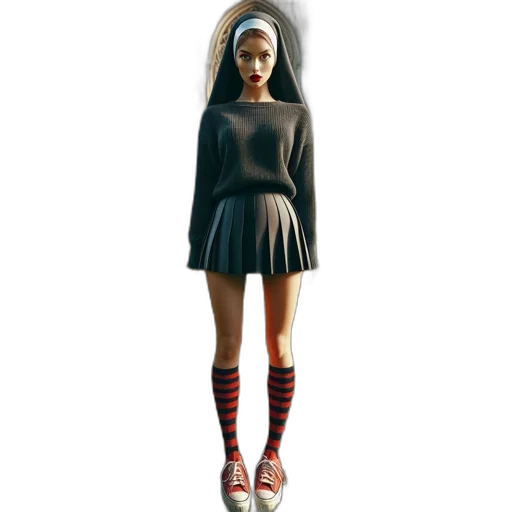 dress, creature, concept art, 3d render, pixel art, photorealistic, dark, young transparent PNG cut-out