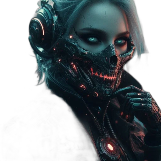 mask, face, robot, creature, cyberpunk, concept art, fantasy art, comic book art transparent PNG cut-out