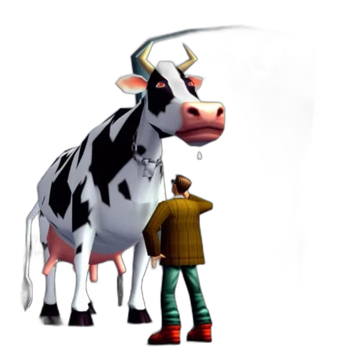animal, concept art, 3d render, photorealistic, pixel art, gigantic, whimsical, cow transparent PNG cut-out