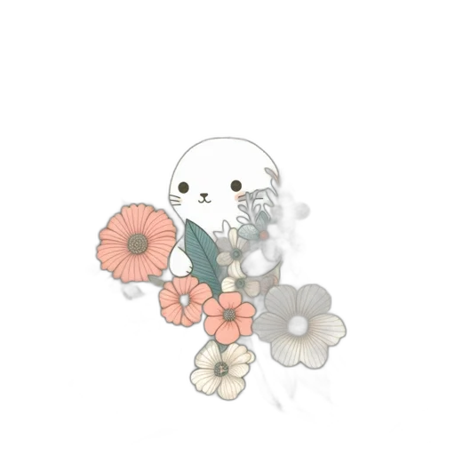flower, creature, staff, weapon, watercolor, pixel art, concept art, vaporwave transparent PNG cut-out