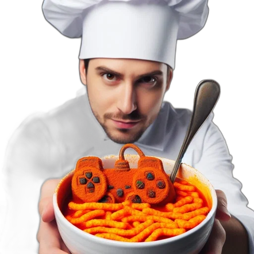 food, staff, creature, robot, photorealistic, concept art, 3d render, pixel art transparent PNG cut-out