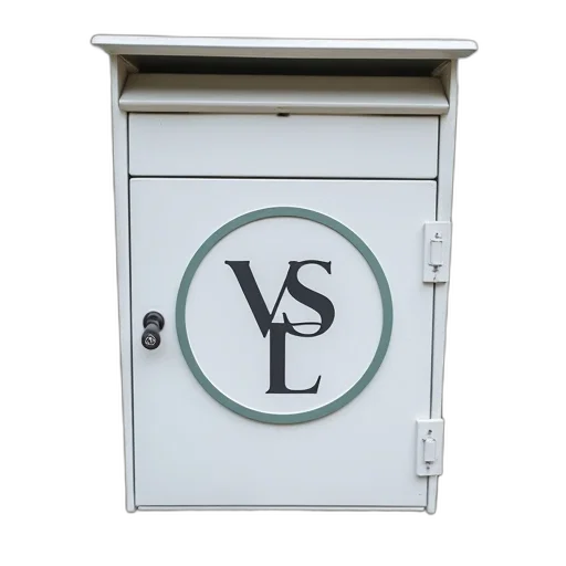 furniture, 3d render, white, metal, mailbox, logo transparent PNG cut-out