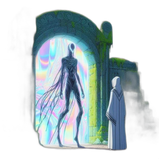 dress, concept art, fantasy art, vaporwave, 3d render, outer space, fog, underwater transparent PNG cut-out