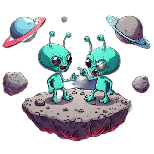 robot, concept art, pixel art, fantasy art, 3d render, outer space, two, extraterrestrial transparent PNG cut-out