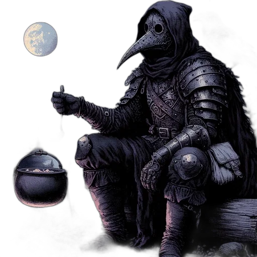 mask, staff, concept art, fantasy art, comic book art, photorealistic, outer space, dark transparent PNG cut-out