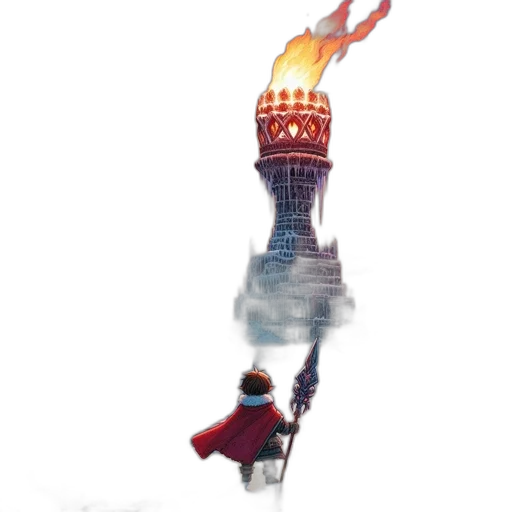 staff, robot, concept art, pixel art, fantasy art, watercolor, fire, fog transparent PNG cut-out