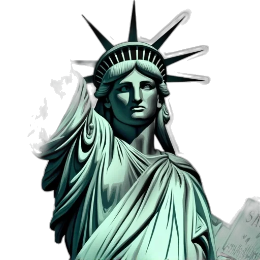 concept art, photorealistic, 3d render, fantasy art, statue, liberty, sticker transparent PNG cut-out