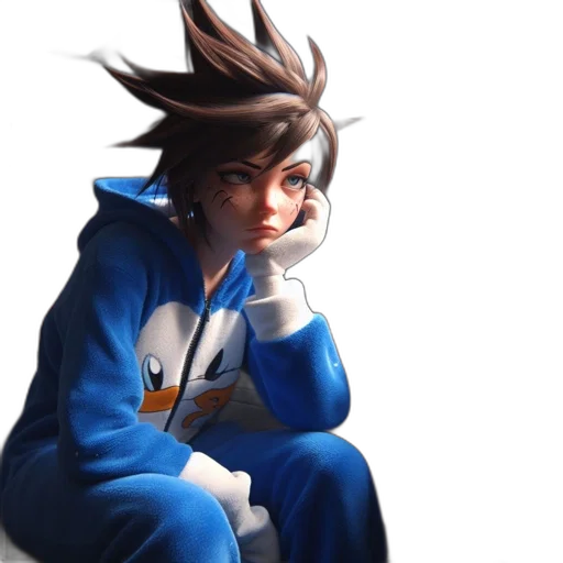 jacket, hair, staff, face, concept art, 3d render, anime, comic book art transparent PNG cut-out