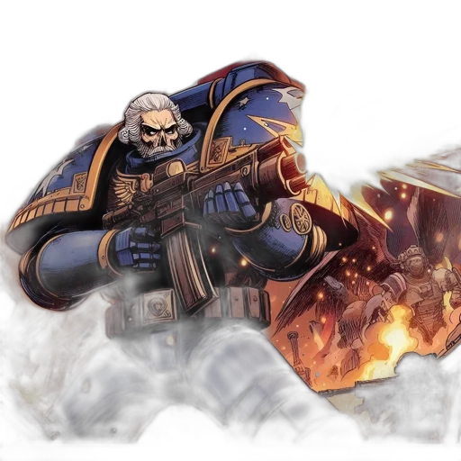 weapon, concept art, fantasy art, comic book art, fire, armored, warrior, likely transparent PNG cut-out