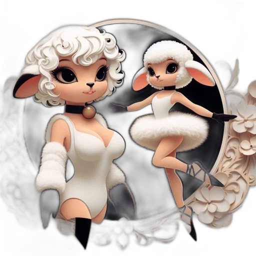 concept art, fantasy art, 3d render, pixel art, monochrome, two, anthropomorphic, sheep transparent PNG cut-out