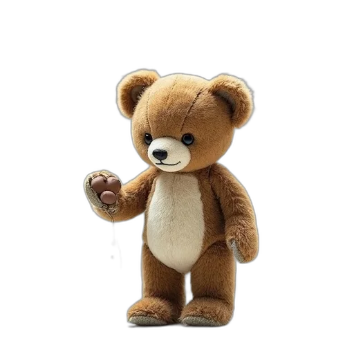 3d render, small, worn-out, teddy, bear, brown, white, color transparent PNG cut-out