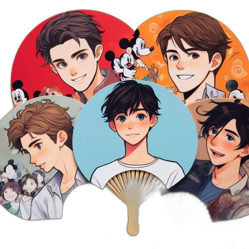 umbrella, anime, cartoon, watercolor, concept art, hand, fans, featuring transparent PNG cut-out