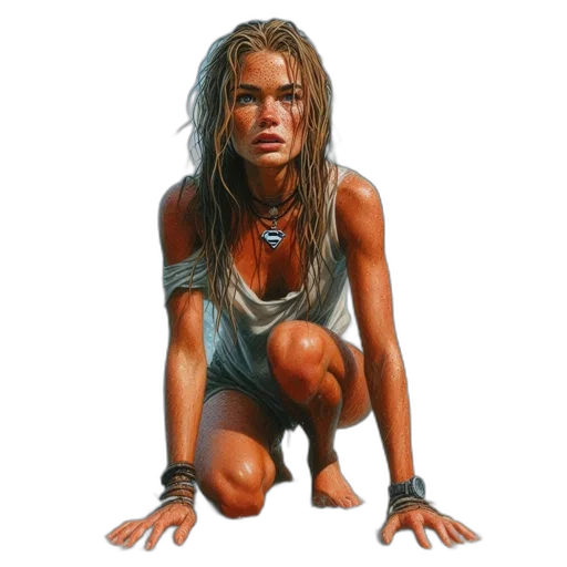 creature, face, photorealistic, concept art, oil painting, comic book art, young, woman transparent PNG cut-out