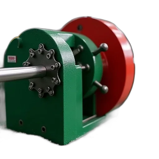 3d render, green, machine, large, red, wheel, shown, factory transparent PNG cut-out