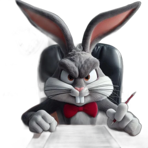 animal, staff, cartoon, 3d render, photorealistic, concept art, anthropomorphic, rabbit transparent PNG cut-out