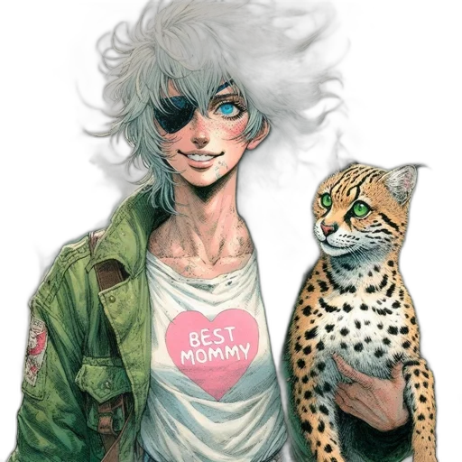 animal, jacket, creature, comic book art, concept art, cyberpunk, fantasy art, pastel transparent PNG cut-out