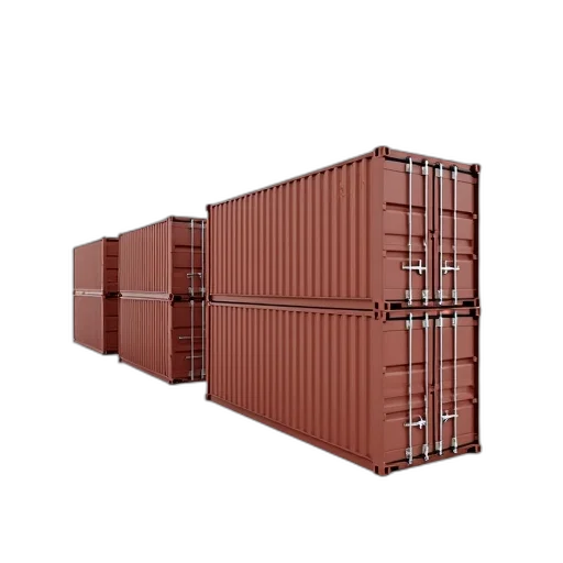 furniture, 3d render, row, four, identical, brown, shipping, containers transparent PNG cut-out