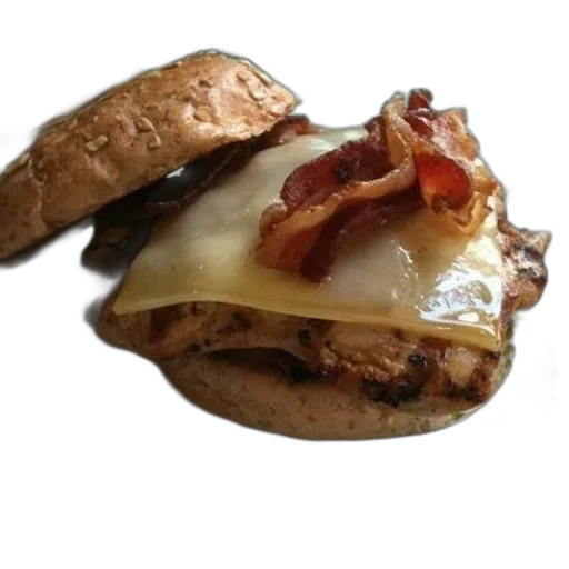 food, animal, photorealistic, delicious-looking, sandwich, cheese, bacon, plate transparent PNG cut-out