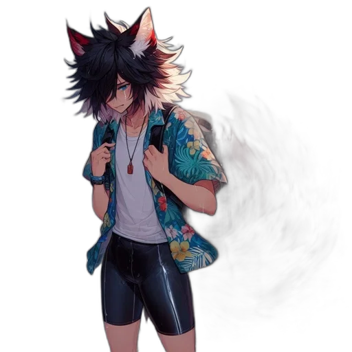 jacket, mask, staff, creature, concept art, pixel art, anime, fantasy art transparent PNG cut-out