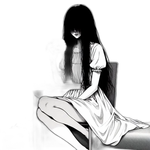 dress, mask, face, hair, concept art, anime, pencil sketch, comic book art transparent PNG cut-out