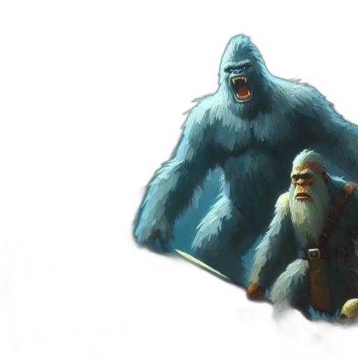 creature, concept art, 3d render, fantasy art, comic book art, fog, blue, wizard transparent PNG cut-out