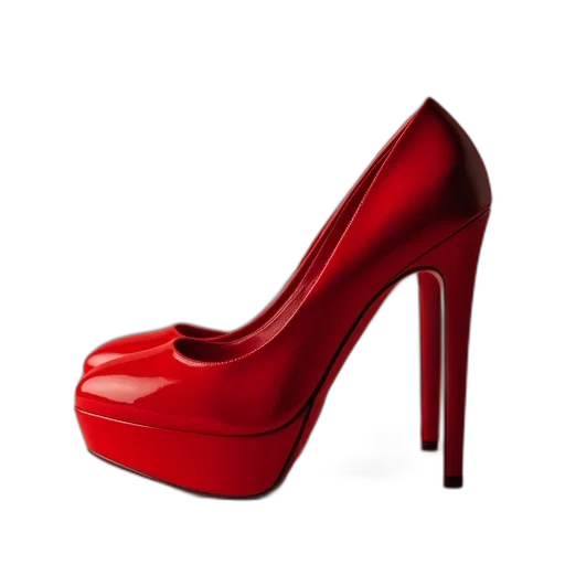 shoes, 3d render, photorealistic, red, stil, pumps, platform transparent PNG cut-out