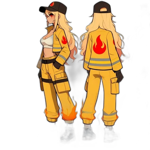staff, jacket, concept art, pixel art, fantasy art, comic book art, fire, golden transparent PNG cut-out