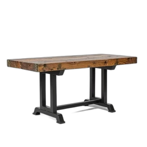 furniture, 3d render, rustic, wooden, table, dark, finish, visible transparent PNG cut-out