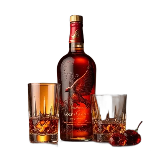 bottle, photorealistic, 3d render, famous, grouse, whisky transparent PNG cut-out