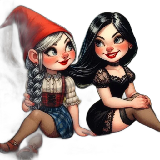 dress, fantasy art, concept art, pixel art, cartoon, fire, two, female transparent PNG cut-out