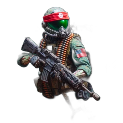 weapon, staff, mask, robot, 3d render, concept art, pixel art, photorealistic transparent PNG cut-out