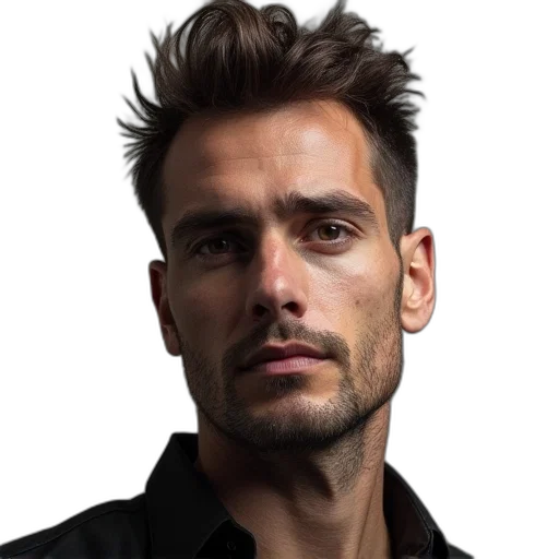 face, jacket, staff, hair transparent PNG cut-out