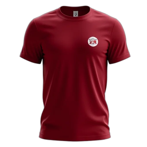 plain, dark, red, t-shirt, white, logo, left, chest transparent PNG cut-out