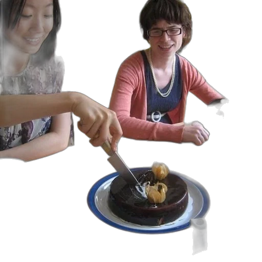 food, jewelry, staff, photorealistic, fire, two, women, sit transparent PNG cut-out