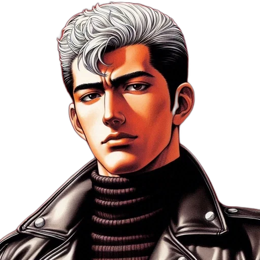 jacket, face, hair, comic book art, photorealistic, concept art, cartoon, young transparent PNG cut-out