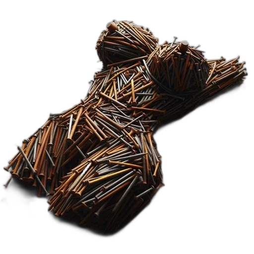 weapon, food, hair, staff, 3d render, rusted, nails, arranged transparent PNG cut-out