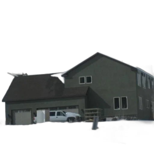 building, 3d render, photorealistic, concept art, dark, green, house, white transparent PNG cut-out