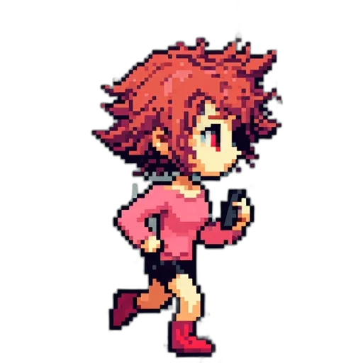 staff, dress, hair, weapon, pixel art, anime, concept art, cartoon transparent PNG cut-out