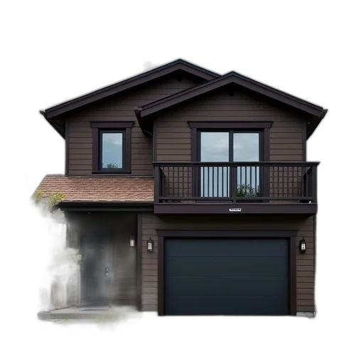 building, furniture, 3d render, photorealistic, concept art, watercolor, dark, two-story transparent PNG cut-out