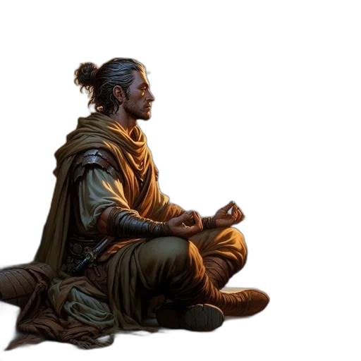 staff, concept art, photorealistic, fantasy art, 3d render, man, traditional, garb transparent PNG cut-out