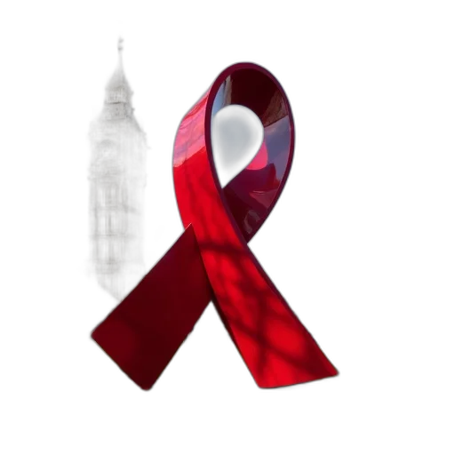 large, red, ribbon, sculpture, stands, foreground, big, ben transparent PNG cut-out