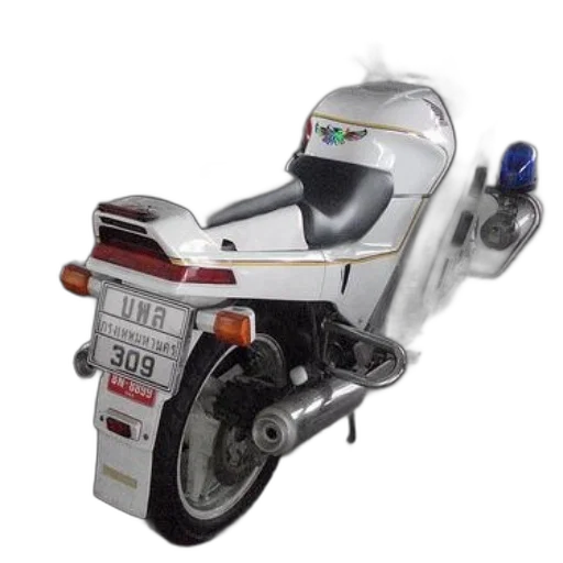 robot, 3d render, white, motorcycle, black, seat, license, plate transparent PNG cut-out