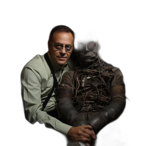jacket, mask, animal, creature, concept art, photorealistic, comic book art, 3d render transparent PNG cut-out